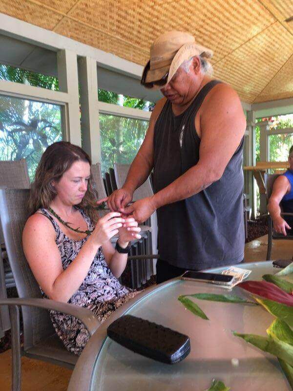 Lei making at Alii Kai Resort Kauai