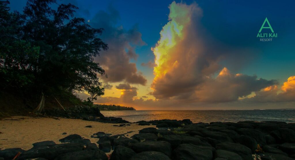 Aninni Beach Kauai at sunset